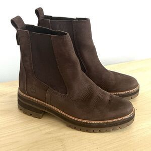 Timberland A23WU Women’s Brown Leather Chelsea Boots Lug Sole US 8